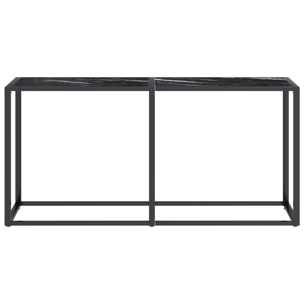 Avlastningsbord konsollbord DIV. Svart marmor 160x35x75,5 cm herdet glass