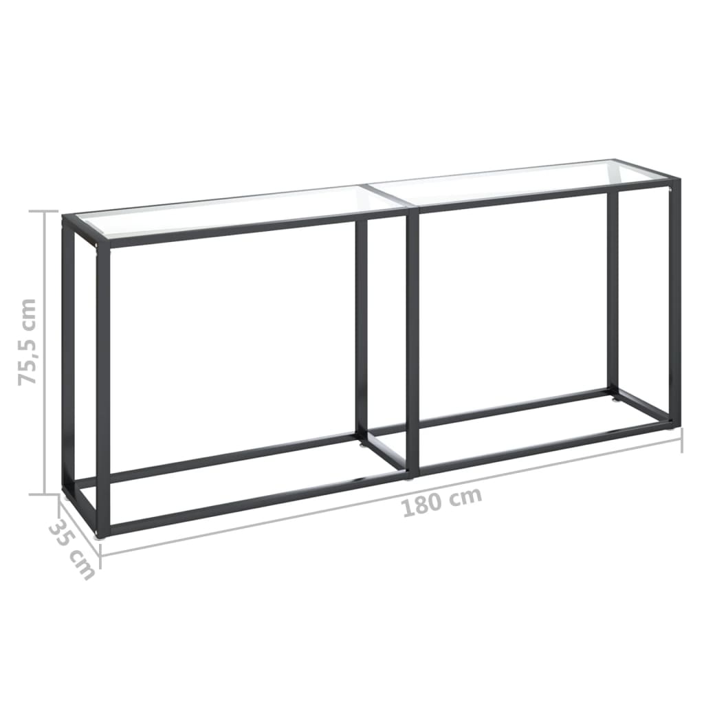 Avlastningsbord konsollbord DIV. gjennomsiktig 180x35x75,5 cm herdet glass