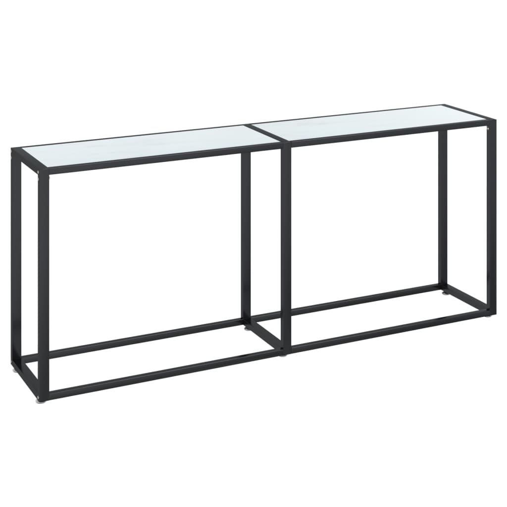 Avlastningsbord konsollbord DIV. Hvit marmor 180x35x75,5 cm herdet glass