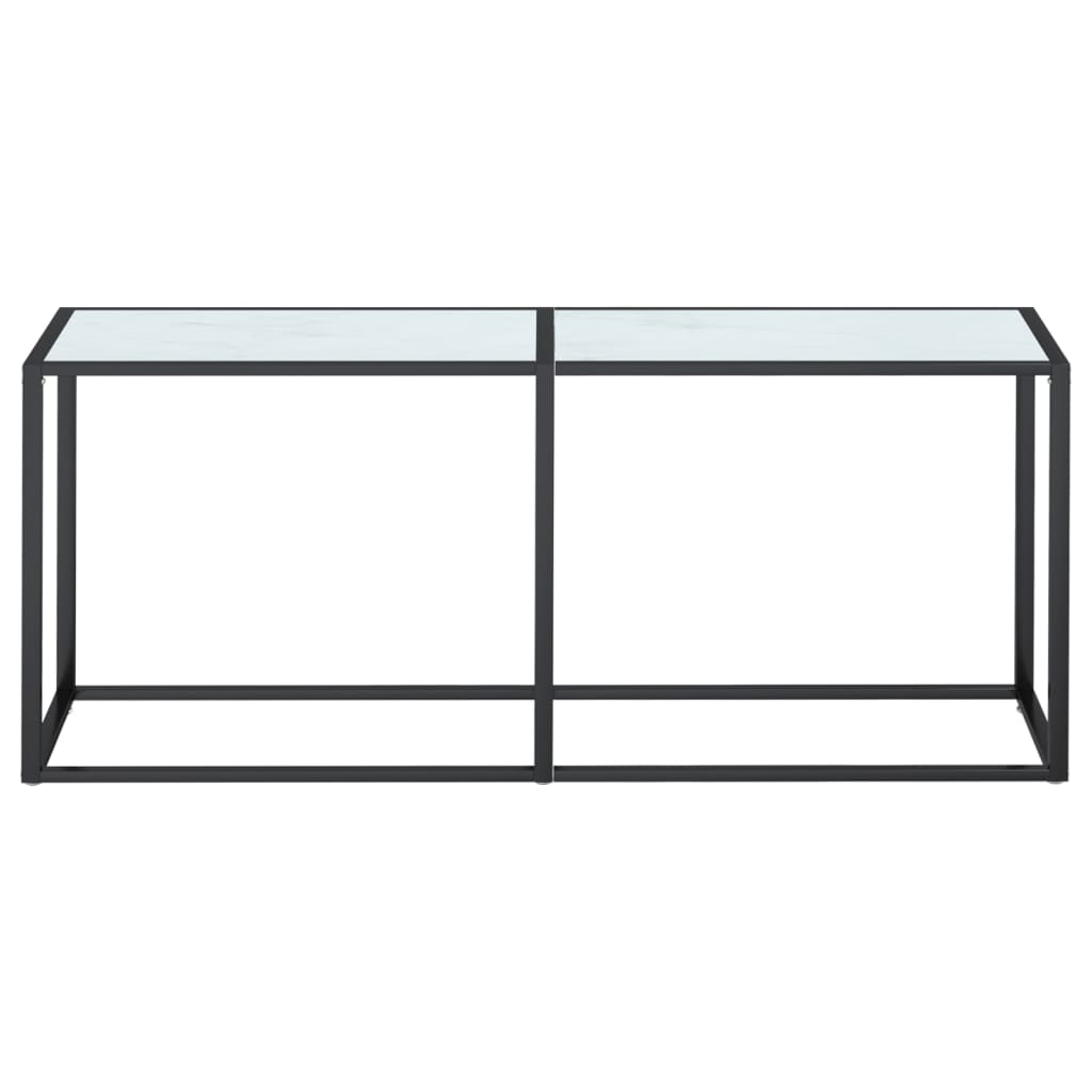 Avlastningsbord konsollbord DIV. Hvit marmor 180x35x75,5 cm herdet glass