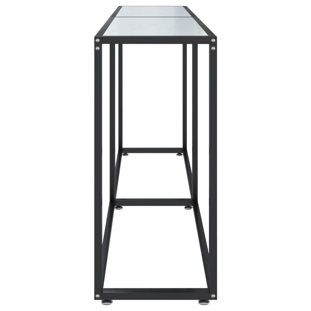 Avlastningsbord konsollbord DIV. Hvit marmor 180x35x75,5 cm herdet glass