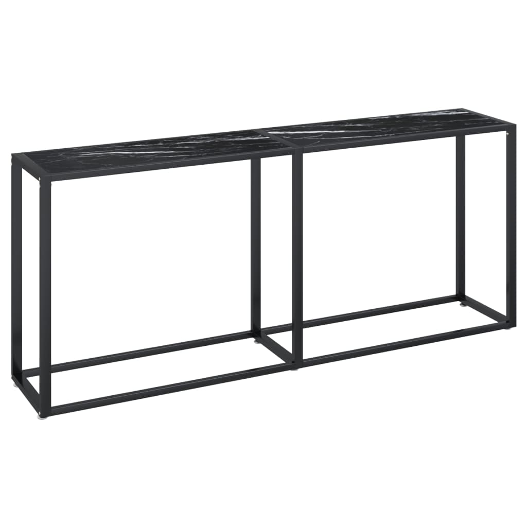 Avlastningsbord konsollbord DIV. Svart marmor 180x35x75,5 cm herdet glass