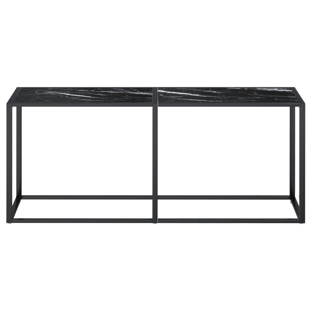 Avlastningsbord konsollbord DIV. Svart marmor 180x35x75,5 cm herdet glass