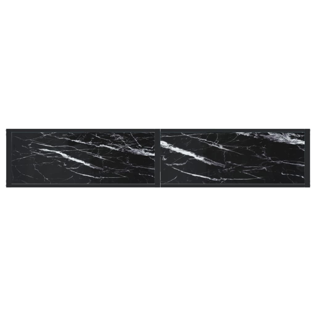 Avlastningsbord konsollbord DIV. Svart marmor 180x35x75,5 cm herdet glass