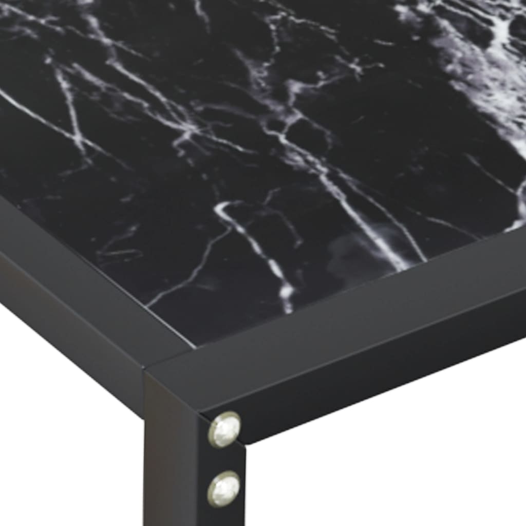 Avlastningsbord konsollbord DIV. Svart marmor 180x35x75,5 cm herdet glass