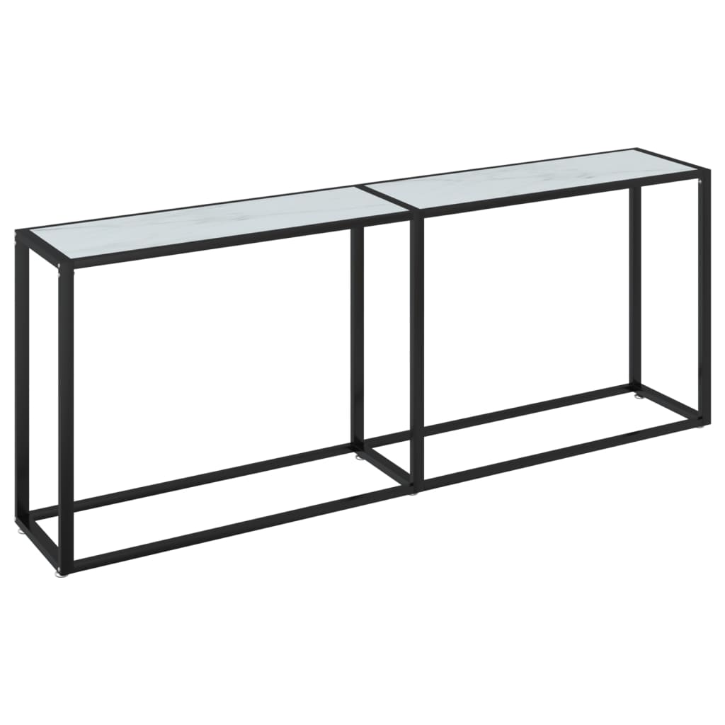 Avlastningsbord konsollbord DIV. Hvit marmor 200x35x75,5 cm herdet glass