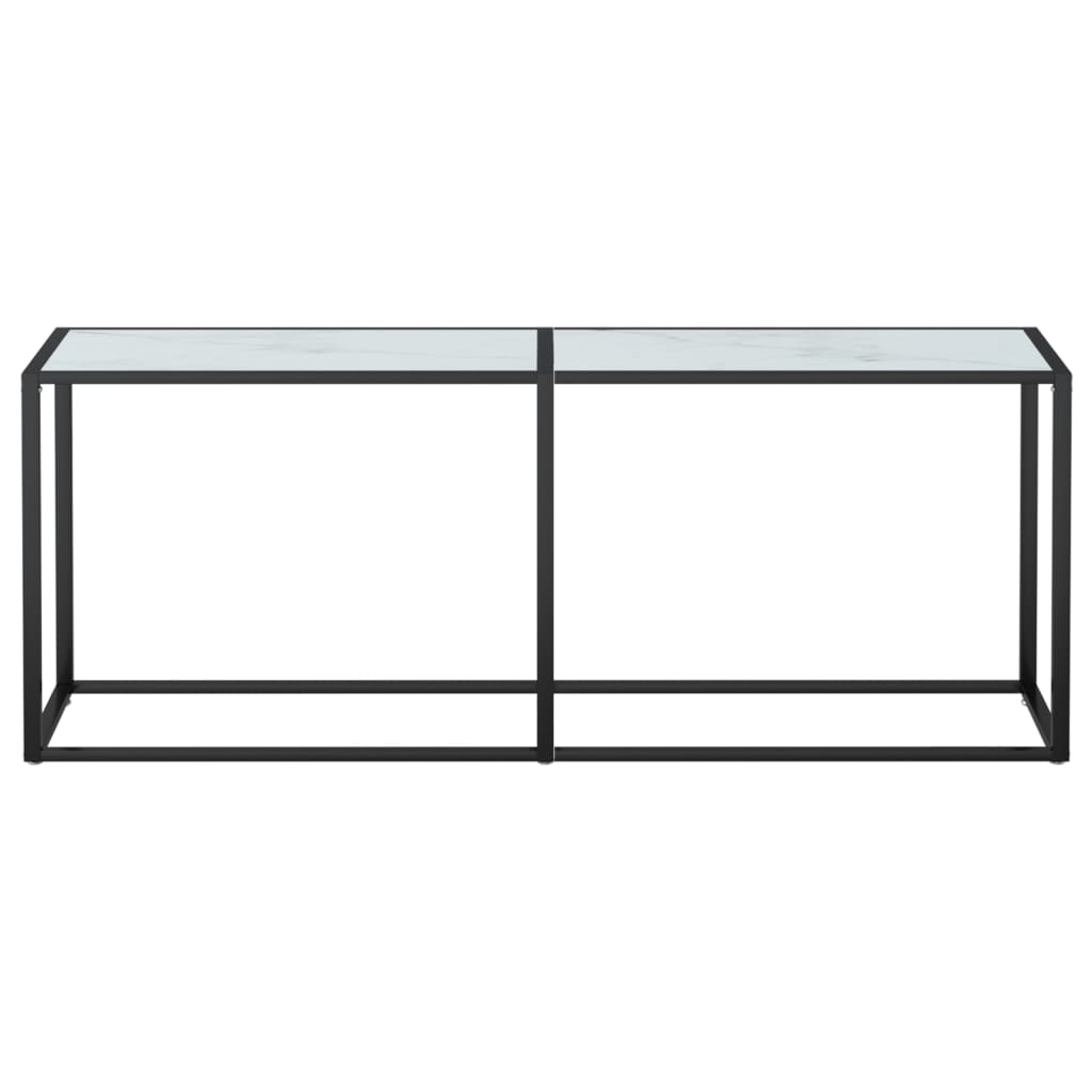 Avlastningsbord konsollbord DIV. Hvit marmor 200x35x75,5 cm herdet glass