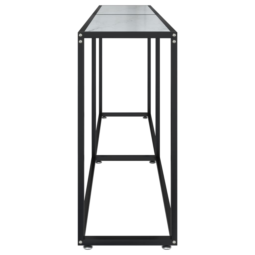 Avlastningsbord konsollbord DIV. Hvit marmor 200x35x75,5 cm herdet glass