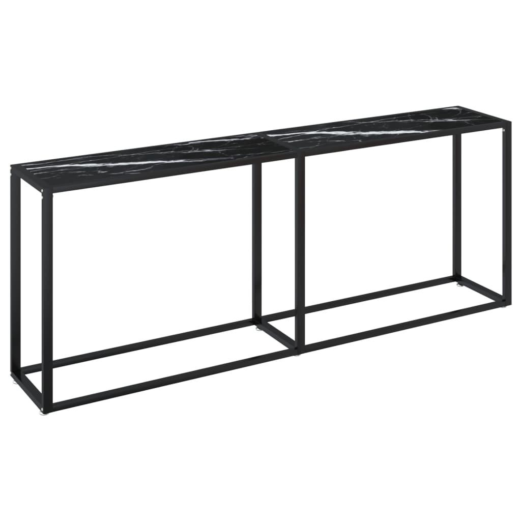 Avlastningsbord konsollbord DIV. Svart marmor 200x35x75,5 cm herdet glass