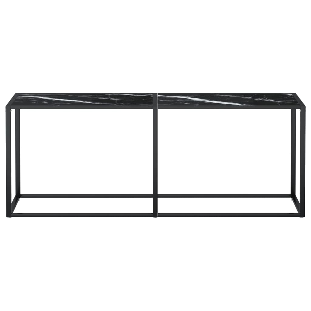 Avlastningsbord konsollbord DIV. Svart marmor 200x35x75,5 cm herdet glass