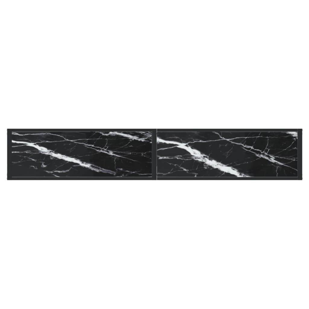 Avlastningsbord konsollbord DIV. Svart marmor 200x35x75,5 cm herdet glass
