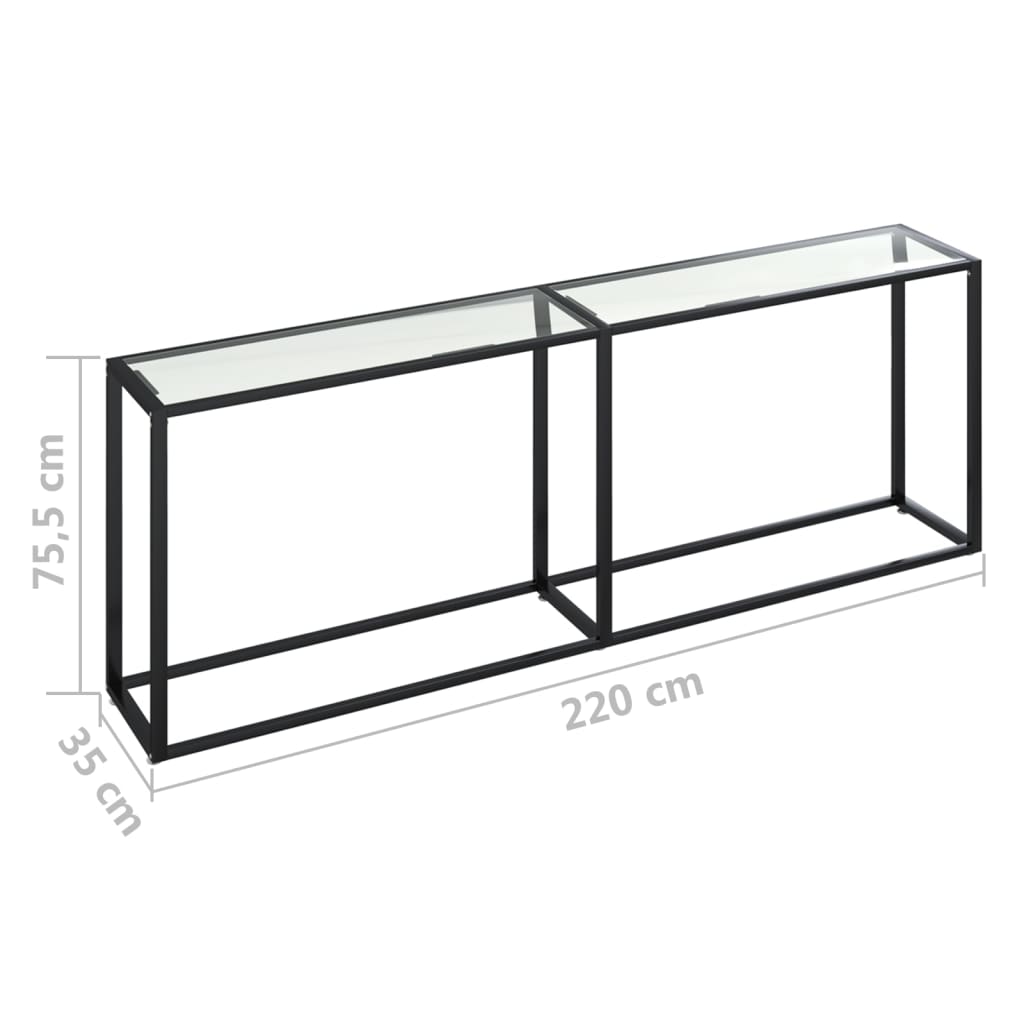 Avlastningsbord konsollbord DIV. gjennomsiktig 220x35x75,5 cm herdet glass
