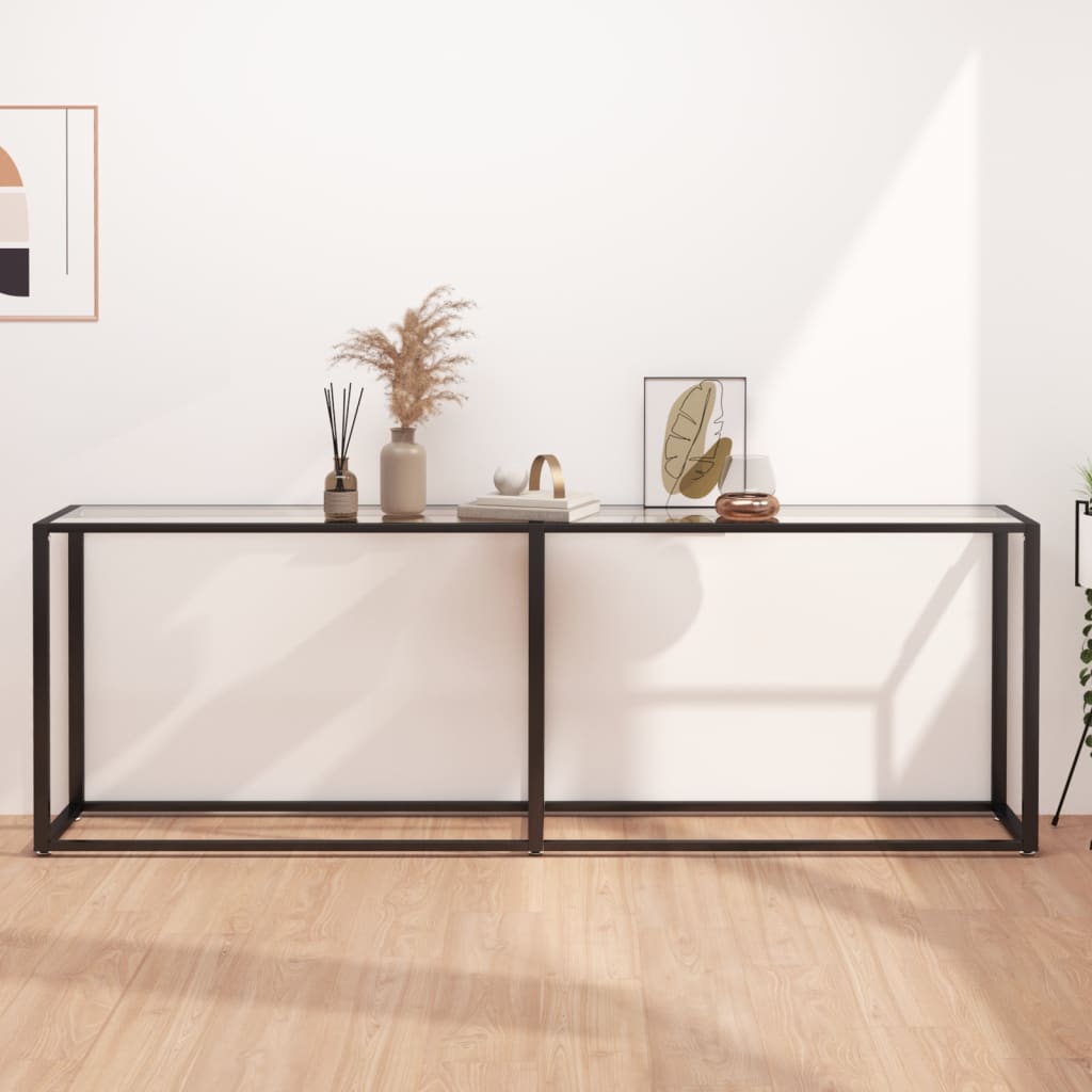 Avlastningsbord konsollbord DIV. gjennomsiktig 220x35x75,5 cm herdet glass