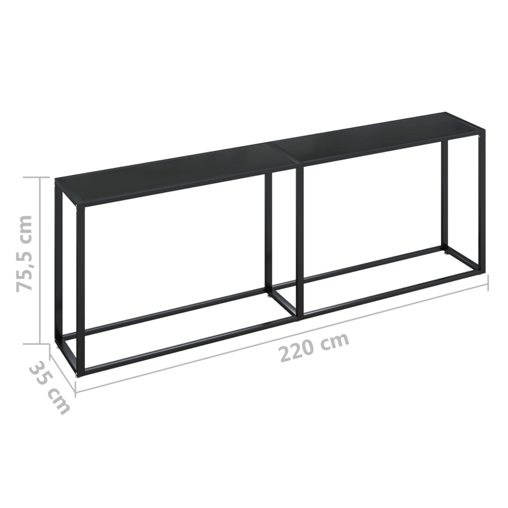 Avlastningsbord Konsollbord DIV.Svart 220x35x75,5 cm herdet glass
