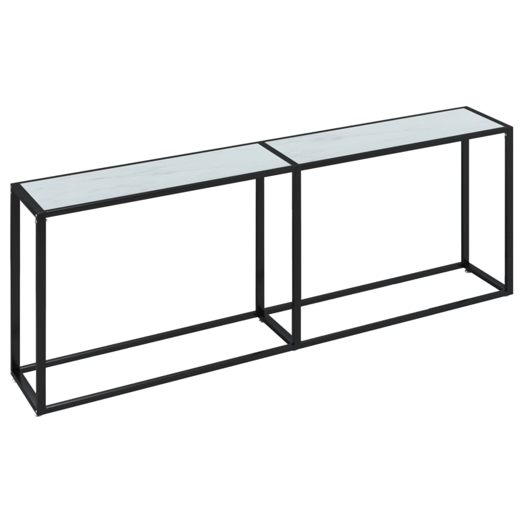 Avlastningsbord konsollbord DIV. Hvit marmor 220x35x75,5 cm herdet glass