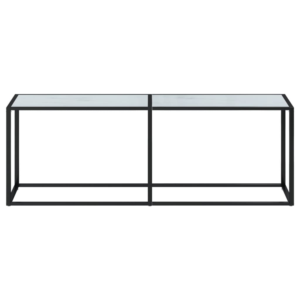 Avlastningsbord konsollbord DIV. Hvit marmor 220x35x75,5 cm herdet glass