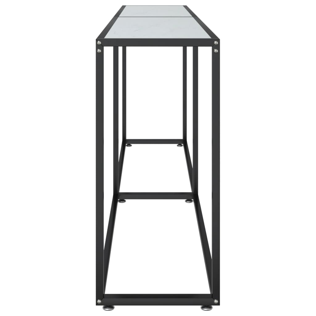Avlastningsbord konsollbord DIV. Hvit marmor 220x35x75,5 cm herdet glass