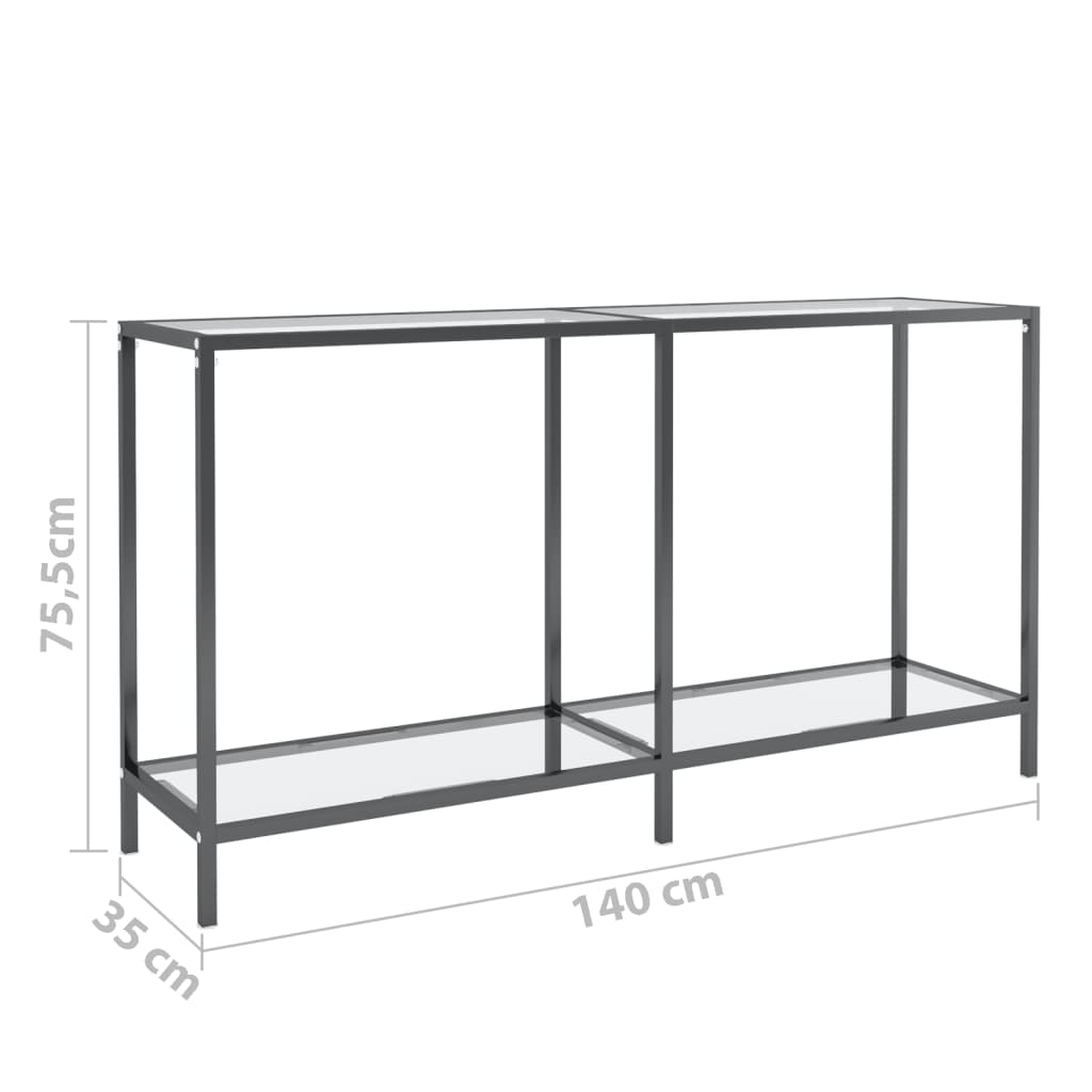 Avlastningsbord konsollbord DIV. gjennomsiktig 140x35x75,5 cm herdet glass