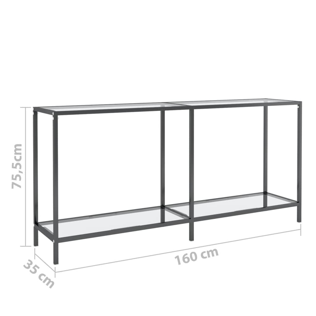 Avlastningsbord konsollbord DIV. gjennomsiktig 160x35x75,5 cm herdet glass