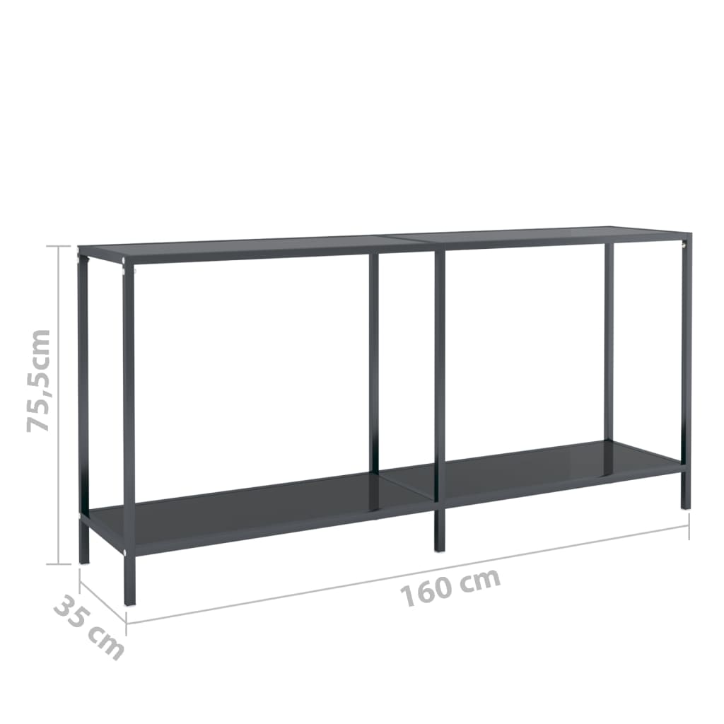 Avlastningsbord Konsollbord Svart 160x35x75,5 cm herdet glass