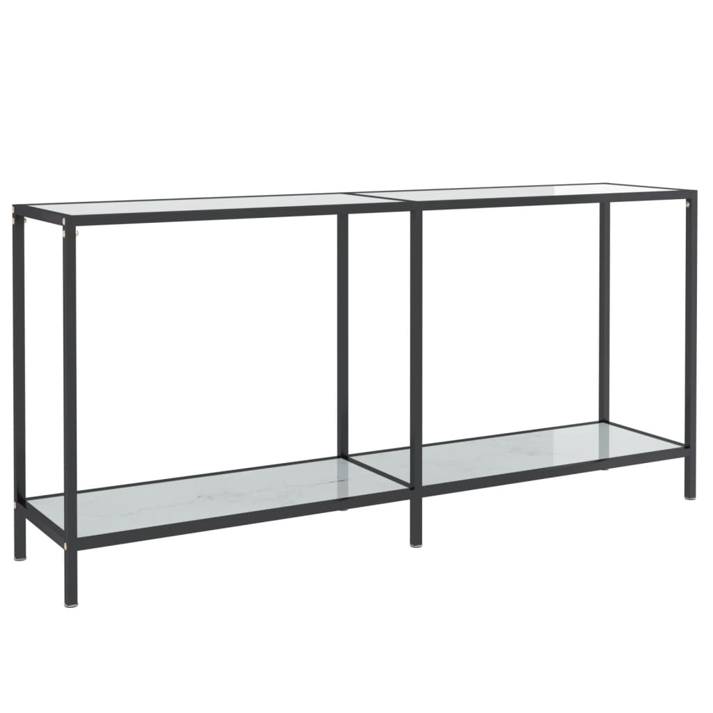 Avlastningsbord Konsollbord Hvit 160x35x75,5 cm herdet glass