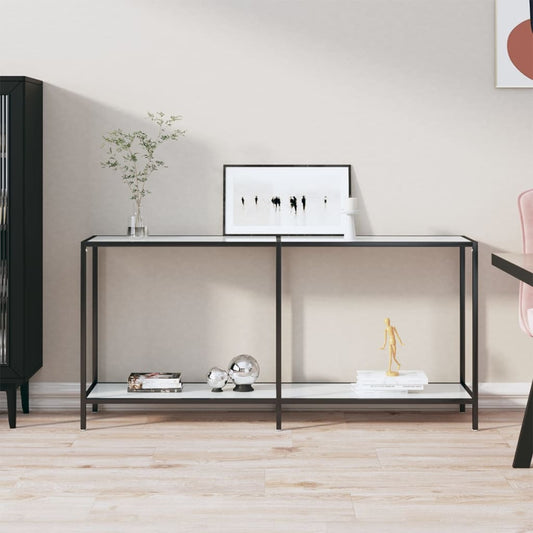 Avlastningsbord Konsollbord Hvit 160x35x75,5 cm herdet glass