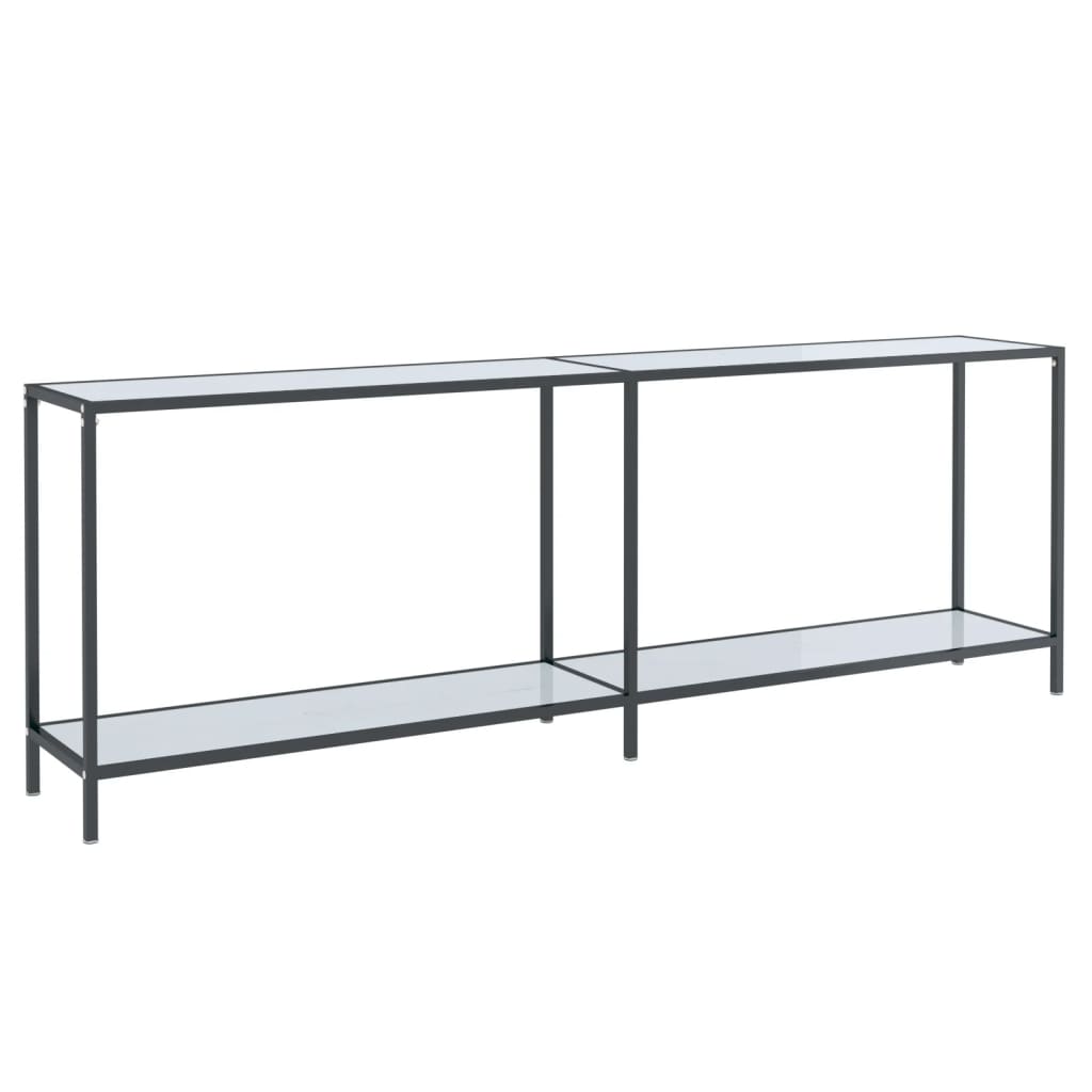 Avlastningsbord Konsollbord Hvit 220x35x75,5 cm herdet glass