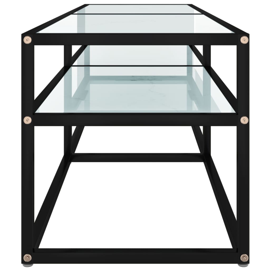TV-Møbel Hvit TV-benk marmor 140x40x40,5 cm herdet glass
