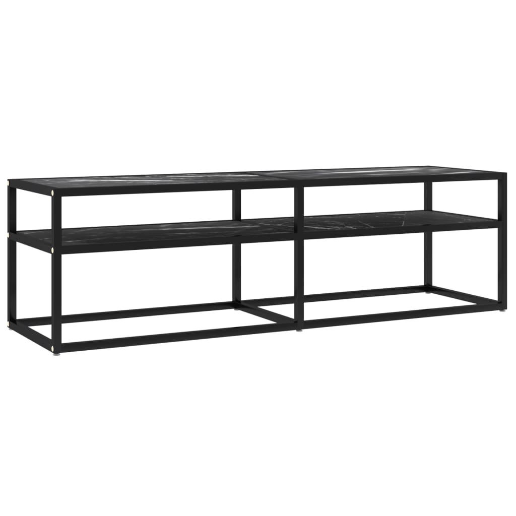 TV-Møbel Svart TV-benk marmor 140x40x40,5 cm herdet glass