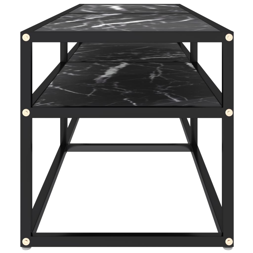 TV-Møbel Svart TV-benk marmor 140x40x40,5 cm herdet glass