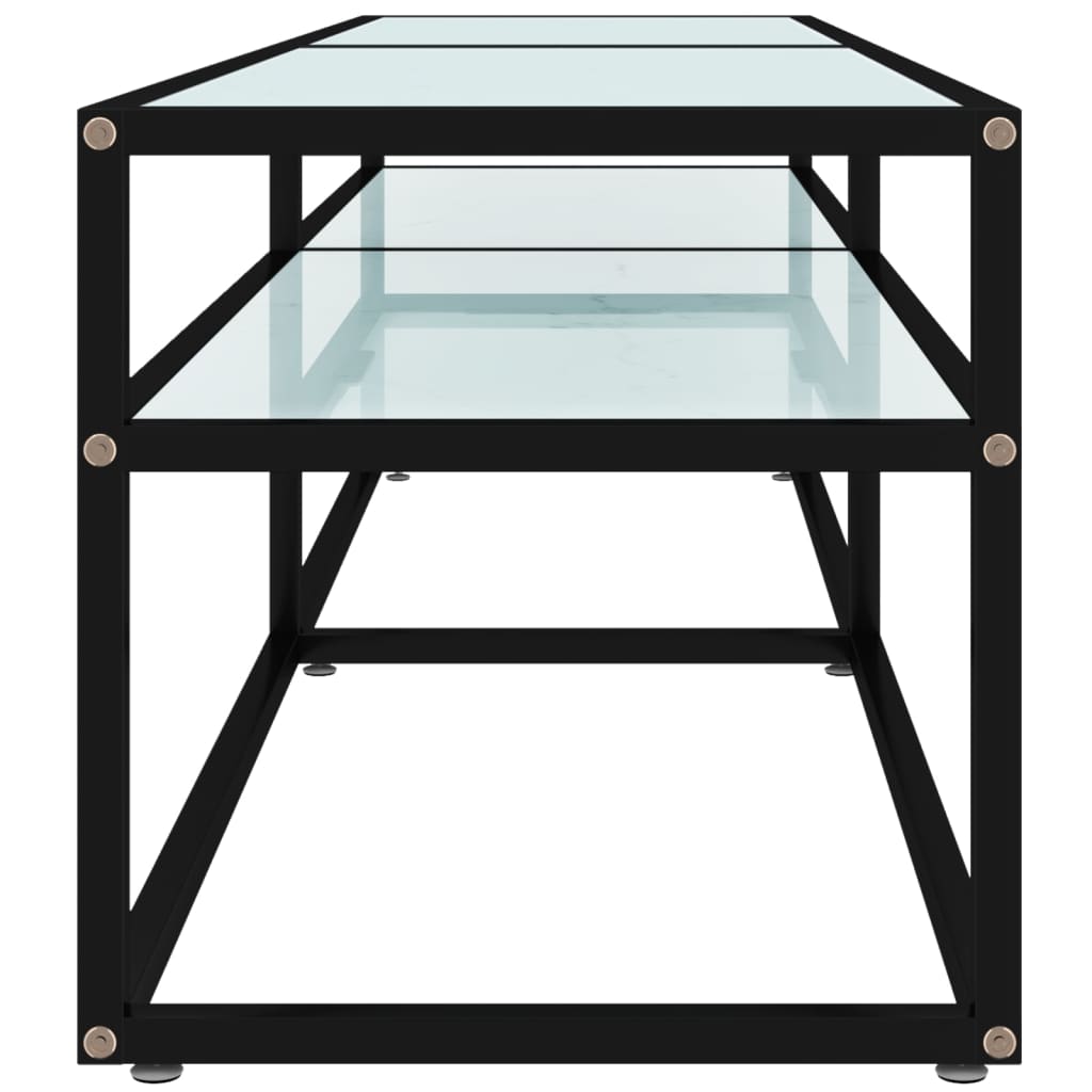 TV-Møbel Hvit TV-benk marmor 160x40x40,5 cm herdet glass