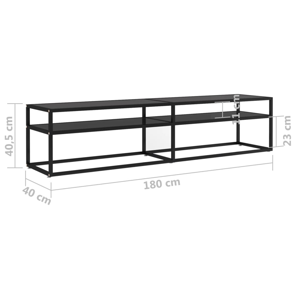 TV-Møbel Svart TV-benk 180x40x40,5 cm herdet glass