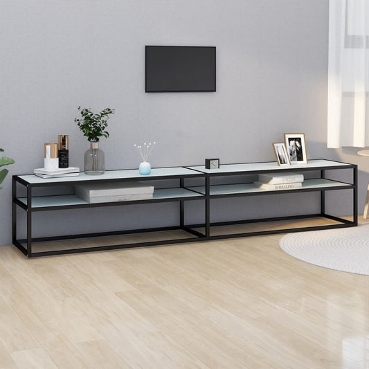 TV-Møbel Hvit TV-benk marmor 220x40x40,5 cm herdet glass