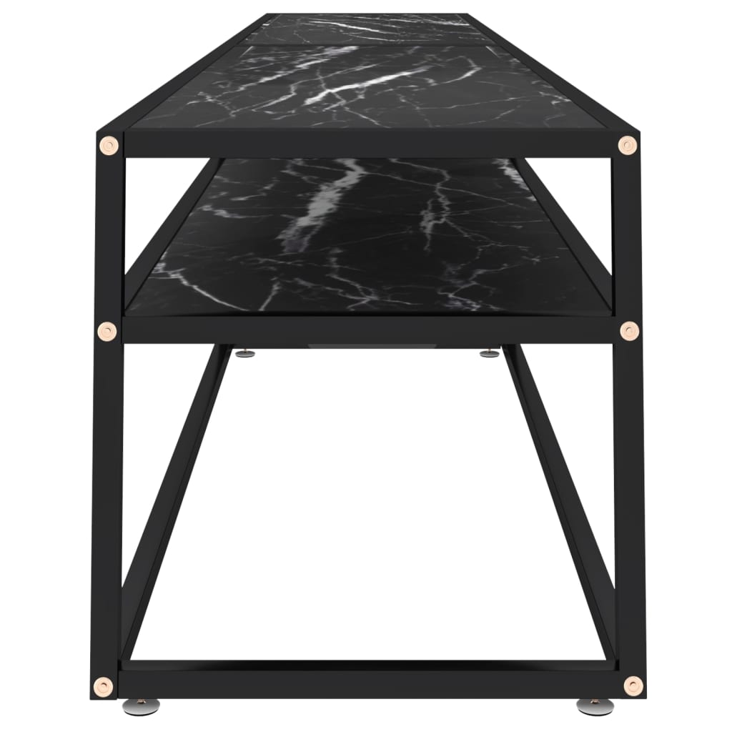 TV-Møbel Svart marmor 220x40x40,5 cm herdet glass