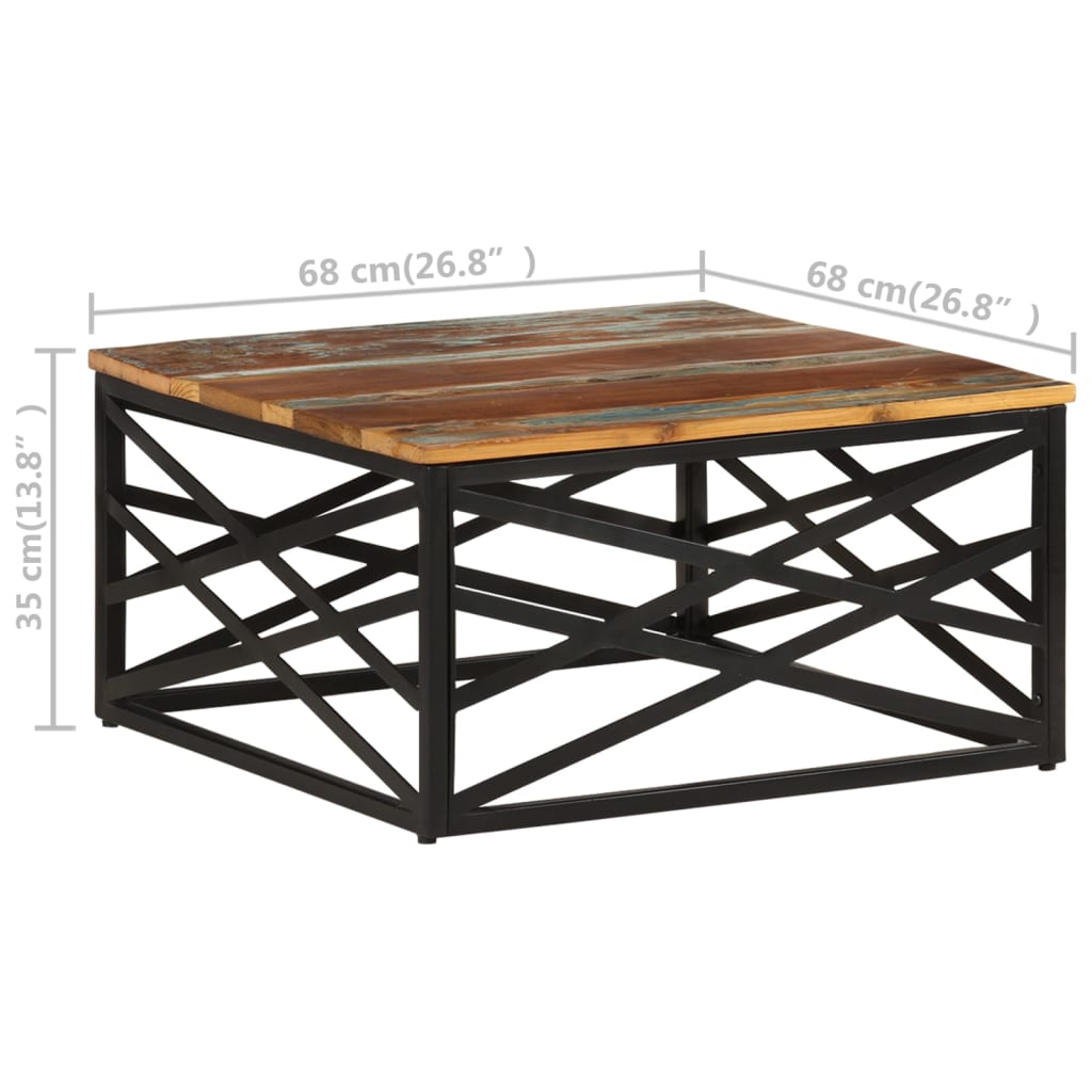 Salongbord Sofabord Tre 68x68x35 cm gjenvunnet heltre