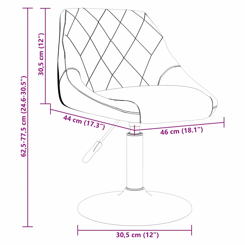 Swivel Spisestoler 2 pcs Brun 46 x 44 x 77.5 cm Kunstlær