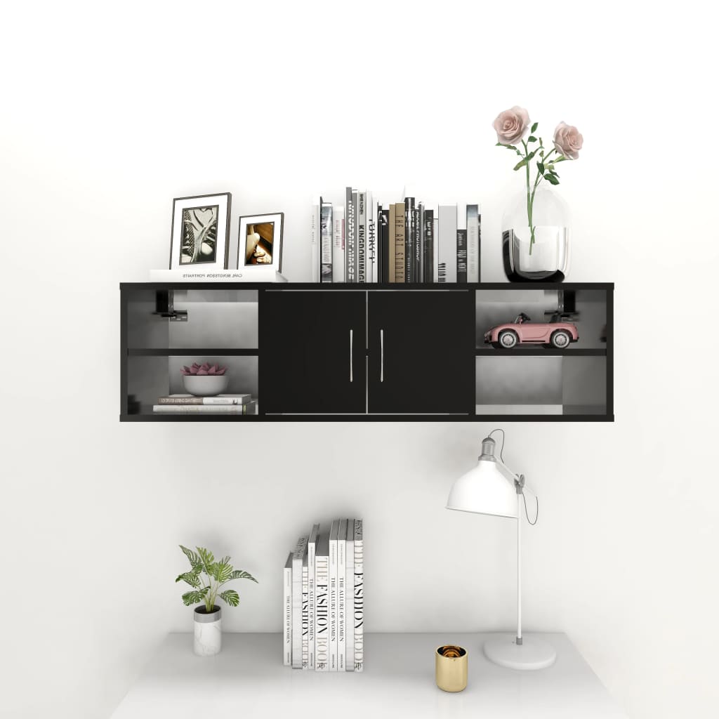 Vegghylle Svart 102x30x29 cm