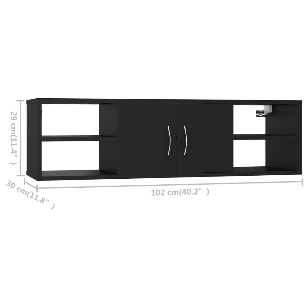 Vegghylle Svart 102x30x29 cm