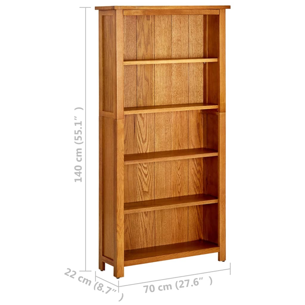Bokhylle Tre 5 etasjer 70x22x140 cm heltre eik