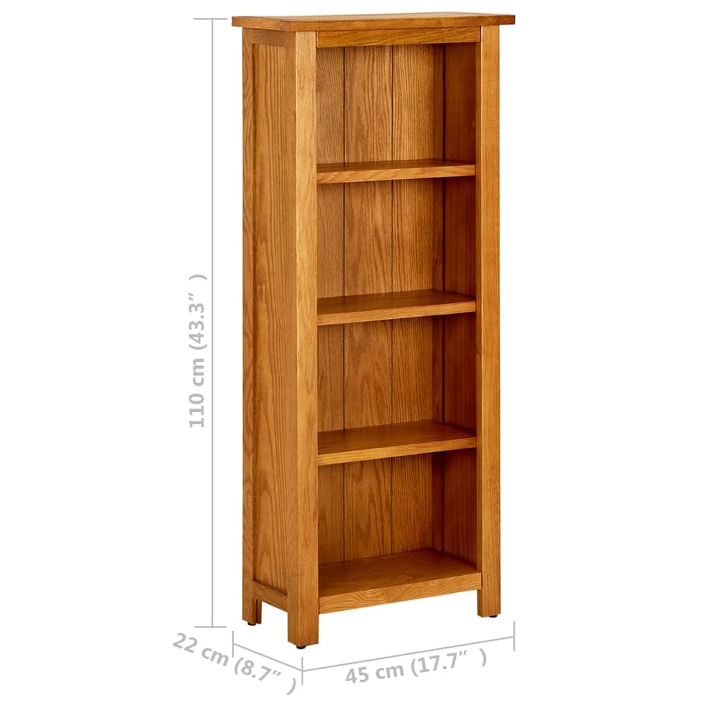 Bokhylle Tre 4 etasjer 45x22x110 cm heltre eik