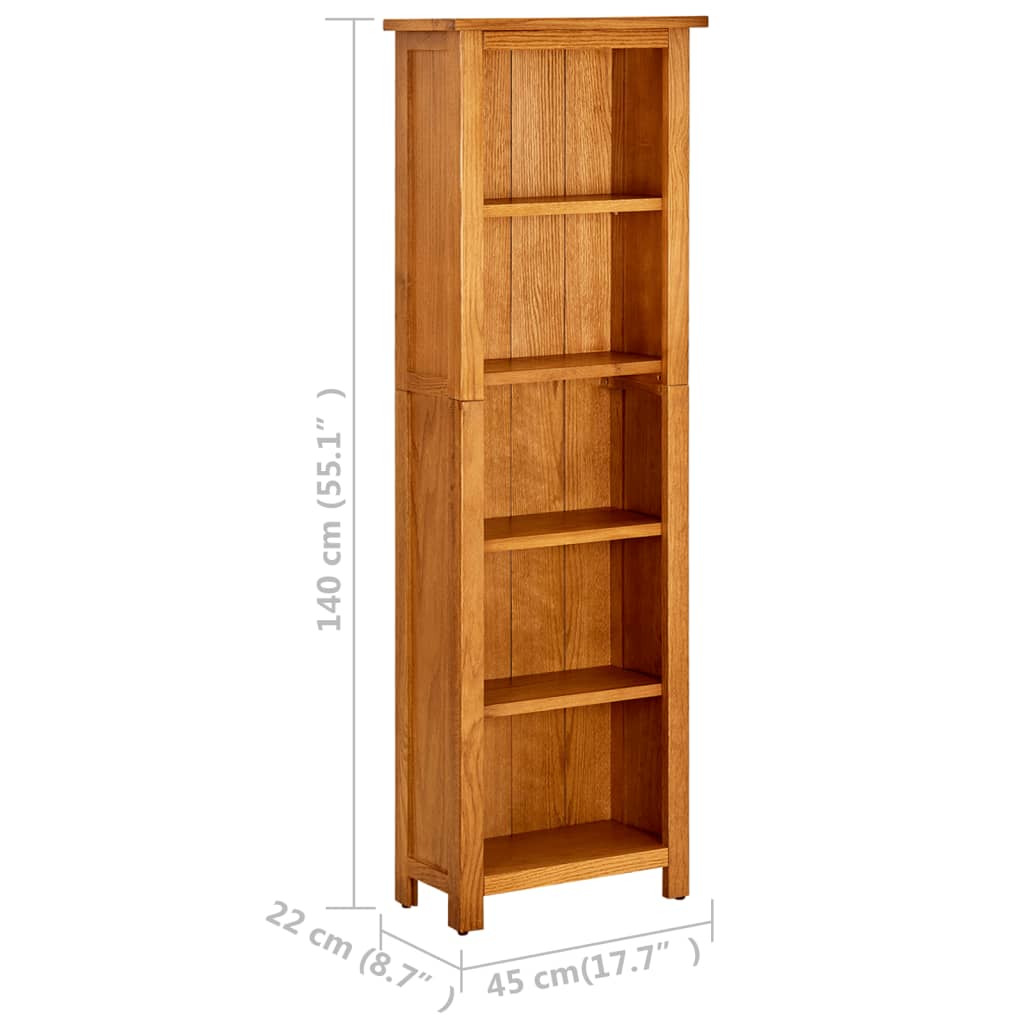 Bokhylle Tre 5 etasjer 45x22x140 cm heltre eik
