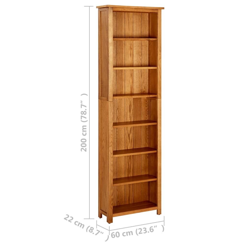 Bokhylle Tre 7 etasjer 60x22x200 cm heltre eik