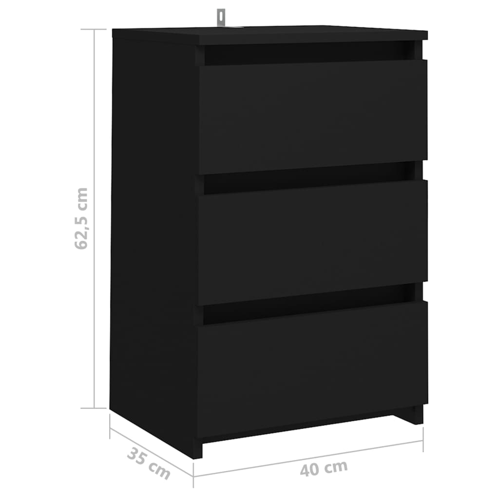 Nattbord Sengbord Svart 40x35x62,5 cm