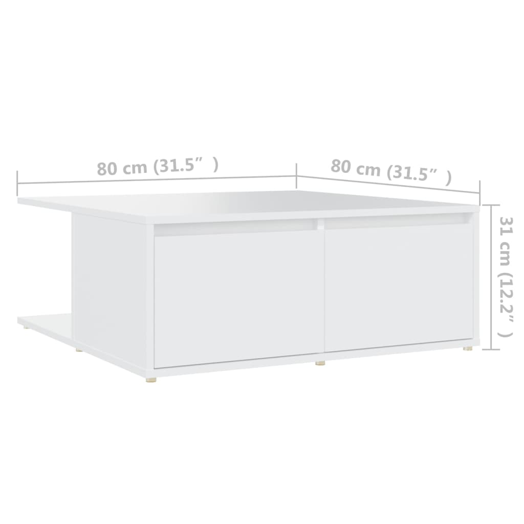 Salongbord Sofabord Hvit 80x80x31 cm