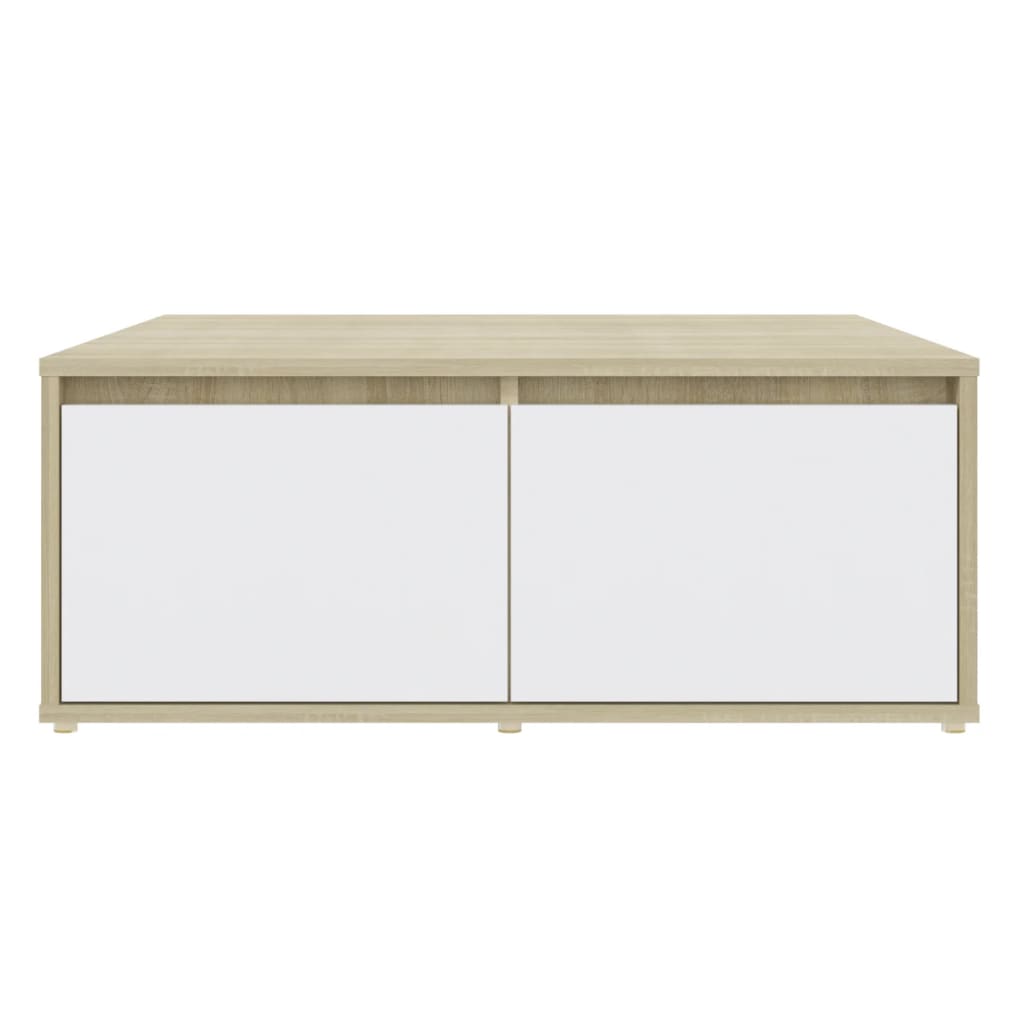 Salongbord Sofabord Hvit og Sonoma Eik 80x80x31 cm