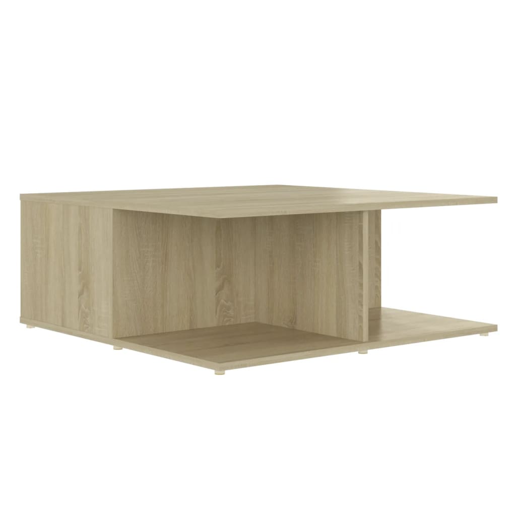 Salongbord Sofabord Hvit og Sonoma Eik 80x80x31 cm