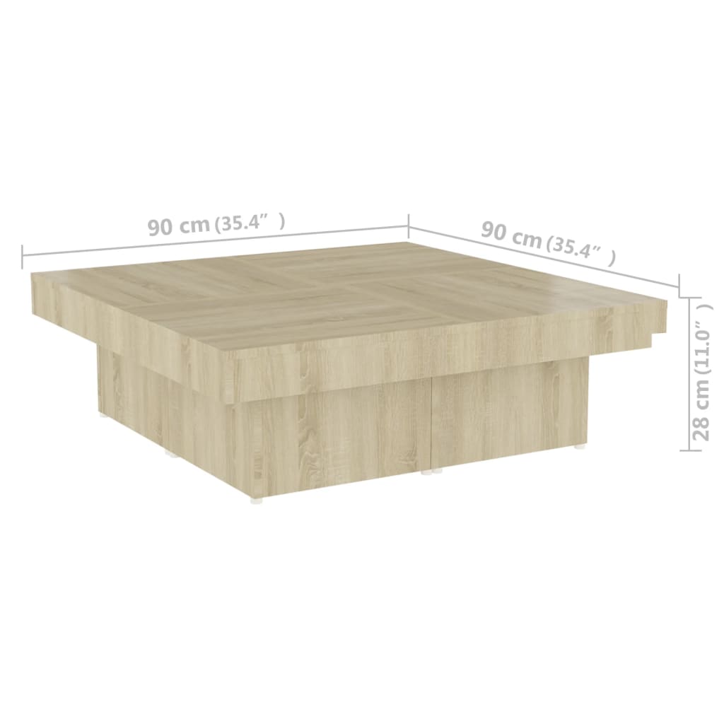 Salongbord Sofabord Sonoma Eik 90x90x28 cm