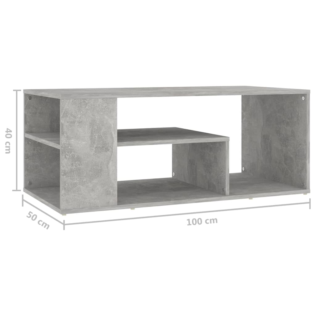 Salongbord Sofabord Betonggrå 100x50x40 cm