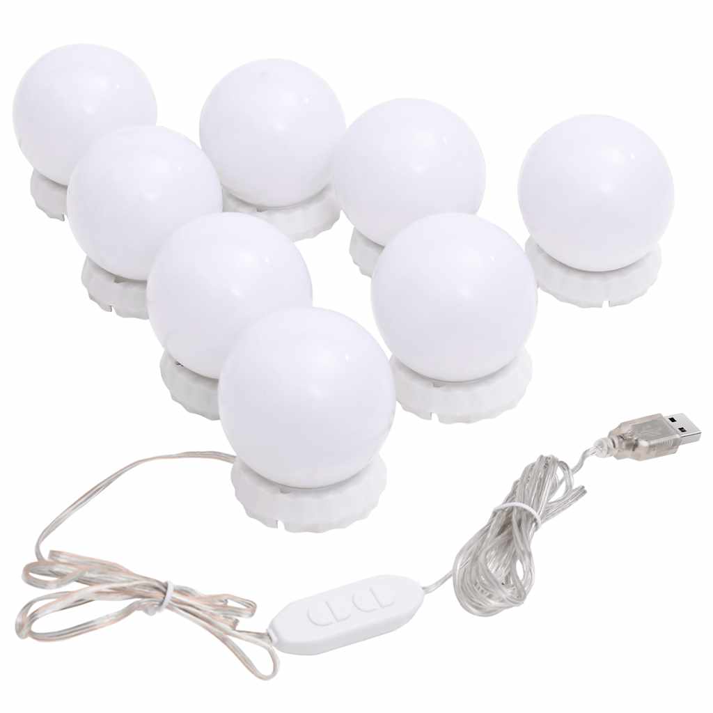 Veggspeil med LED-lys rund glass
