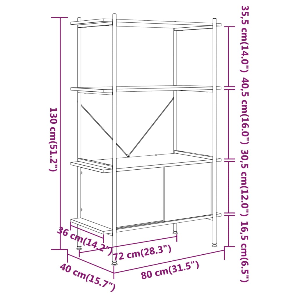 Skap Brun 4 lag 80x40x130 cm